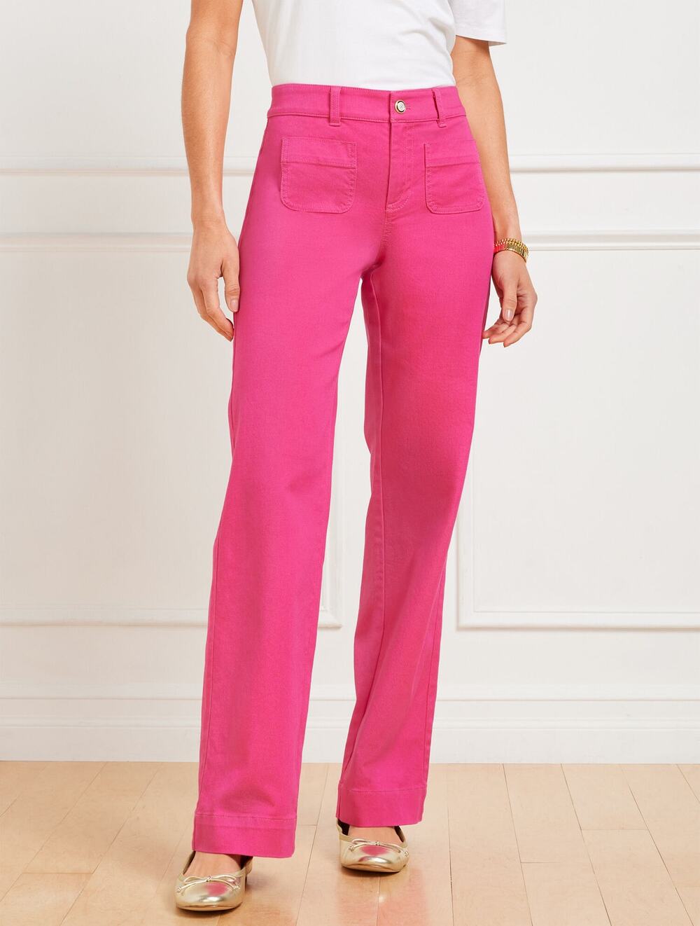 Talbots Classic Jean Trouser Stretch Denim Jeans Vibrant Preppy Pink Womens 6